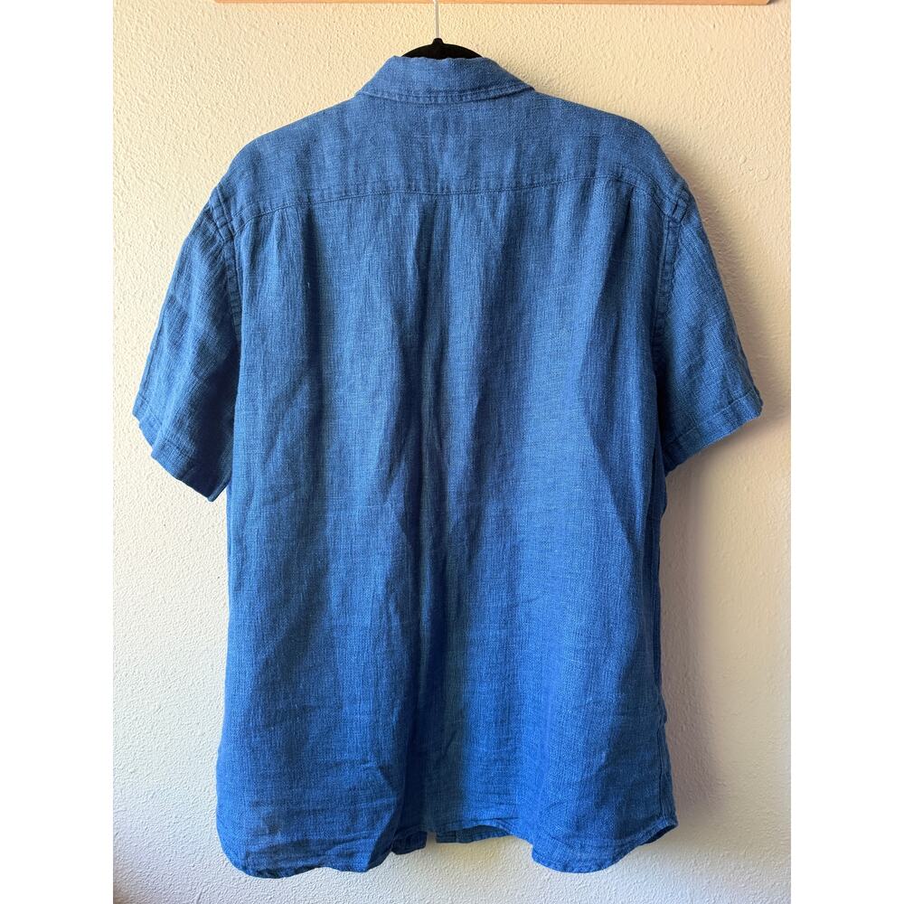 Faherty Mens Palma Linen Short Sleeve Shirt Indigo Blue Button Up Size Large - Picture 3 of 10